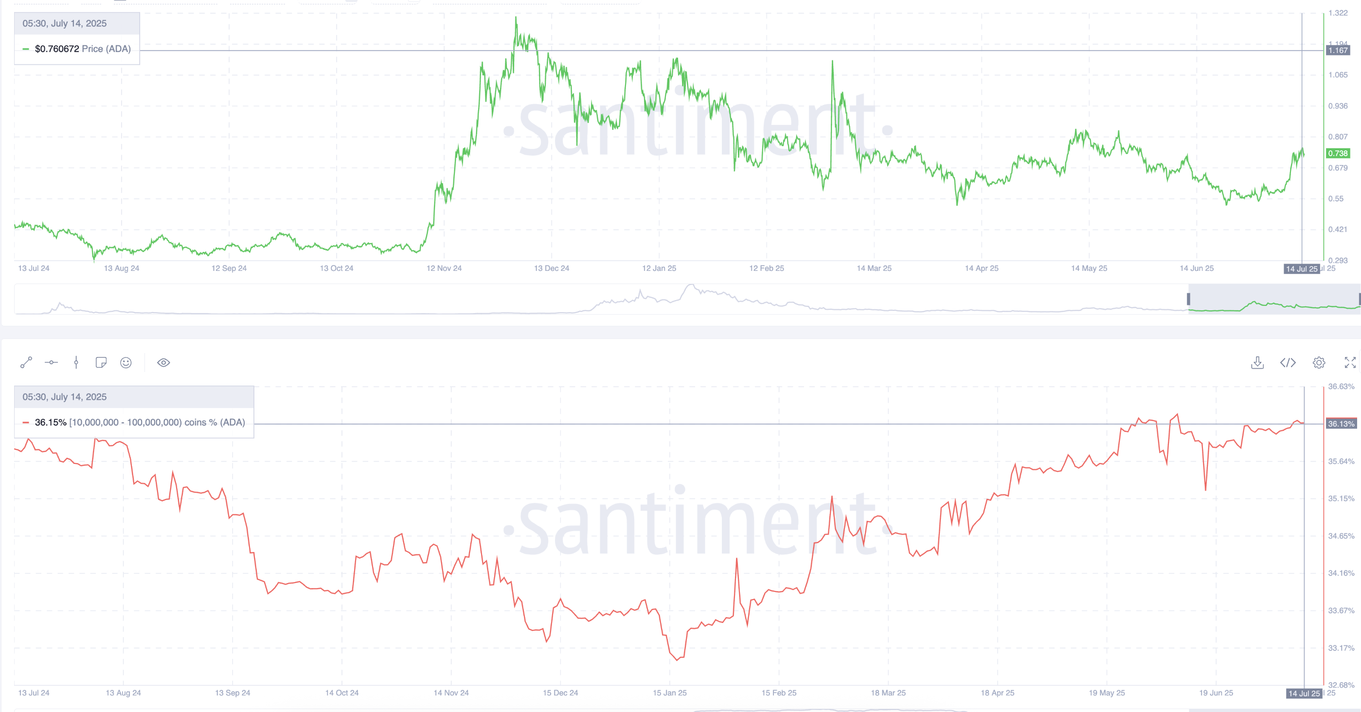 Cardano narxi va kitlar hamyonlari